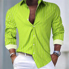 Striped Shirt | Long Sleeve | Slim Fit | Buttoned Up Shirt | Men's Shirts-Men's Long Sleeve Striped Shirt-Chaps London-Lime-S-Chaps London