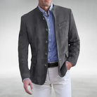 Suede Blazer - Men's Single Breasted Blazer Jacket-Men's blazer-Chaps London-Gray-S-Chaps London