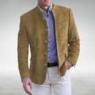 Suede Blazer - Men's Single Breasted Blazer Jacket-Men's blazer-Chaps London-Khaki-S-Chaps London