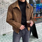 Suede Jacket - Retro - Zip-Up - Vintage Jacket - Men's Jacket-Jacket-Chaps London-Brown-L-Chaps London