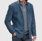 Suede Jacket | Single Breasted | Faux Suede | Vintage Jacket | Men's Jackets-Leather jacket-Chaps London-Blue-XS-Chaps London