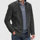 Suede Jacket | Single Breasted | Faux Suede | Vintage Jacket | Men's Jackets-Leather jacket-Chaps London-Grey-XS-Chaps London