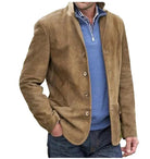 Suede Jacket | Single Breasted | Faux Suede | Vintage Jacket | Men's Jackets-Leather jacket-Chaps London-Khaki-XS-Chaps London