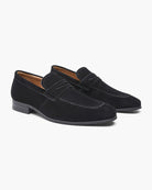 Suede Penny Loafers | Slip On | Men's Smart Business Shoes-Loafers-Chaps London-Black-UK 5-Chaps London