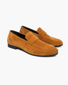 Suede Penny Loafers | Slip On | Men's Smart Business Shoes-Loafers-Chaps London-Caramel-UK 5-Chaps London