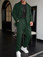 Suit - Men's Relaxed Fit Blazer and Pleated Trousers-Men’s Suit-Chaps London-Green-XS-Chaps London
