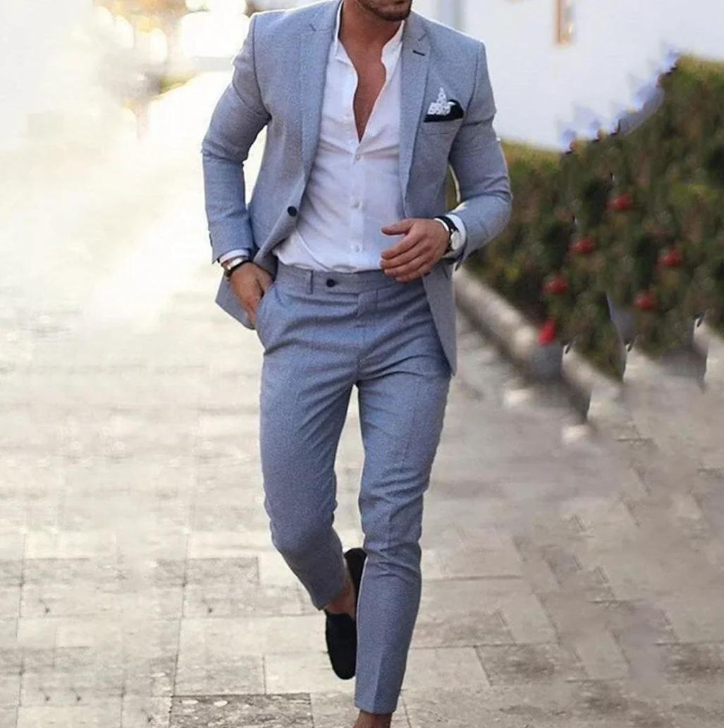 Suit - Two Piece - Tailored - Men's Blazer - Suit Pants-Suits-Chaps London-Gray-S-Chaps London