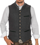Suit Waistcoat - Men's Grey Single Breasted Sleeveless-Suits-Chaps London-Chaps London