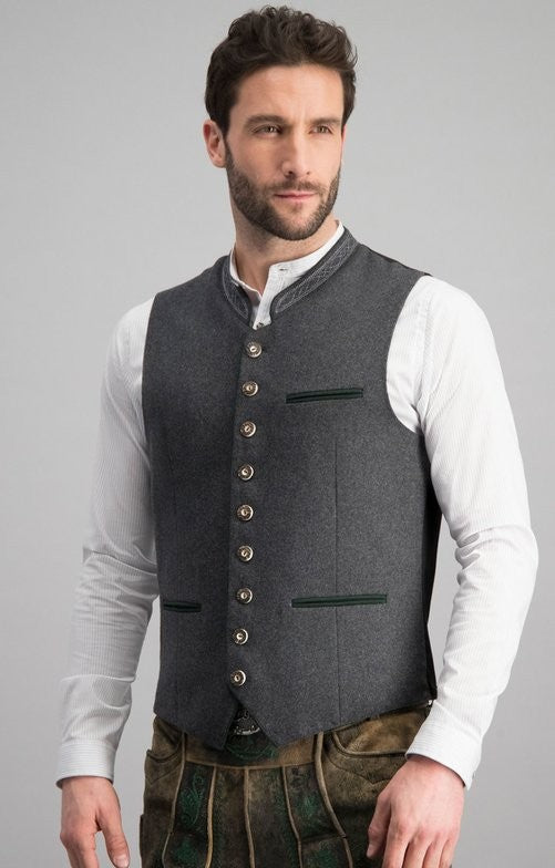 Suit Waistcoat - Men's Grey Single Breasted Sleeveless-Suits-Chaps London-Chaps London