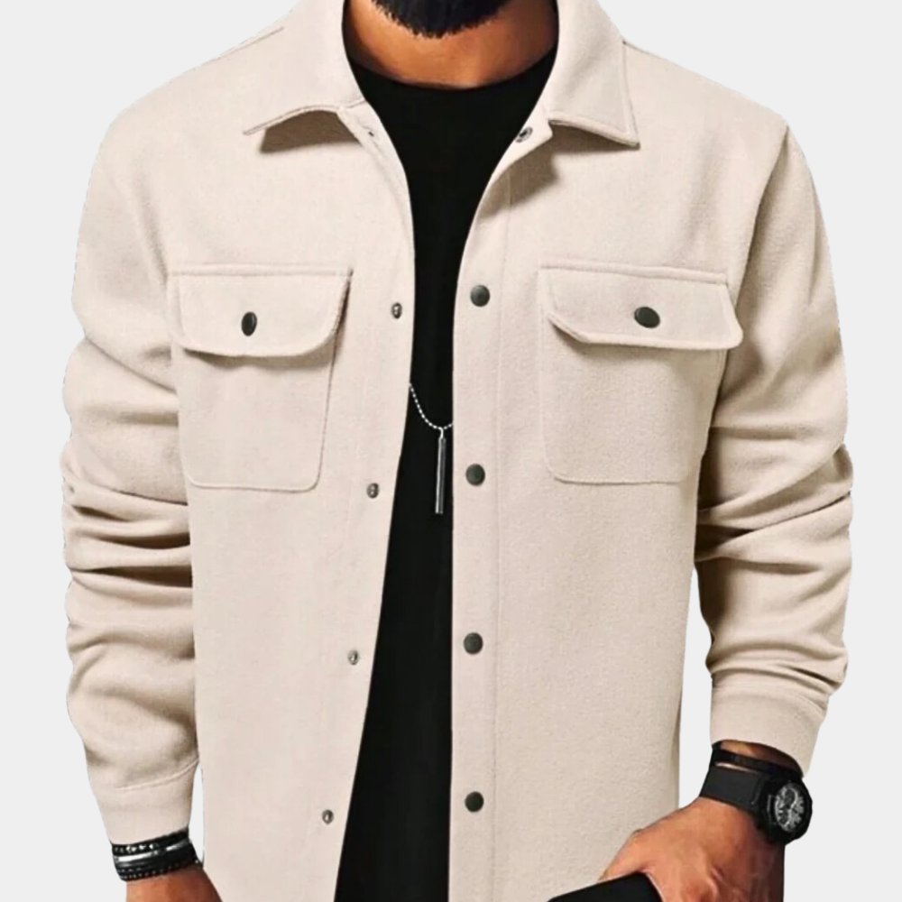 Summer Jacket | Buttoned Up | Breast Pockets | Overshirt | Men's Jackets-Overshirts-Chaps London-Apricot-S-Chaps London