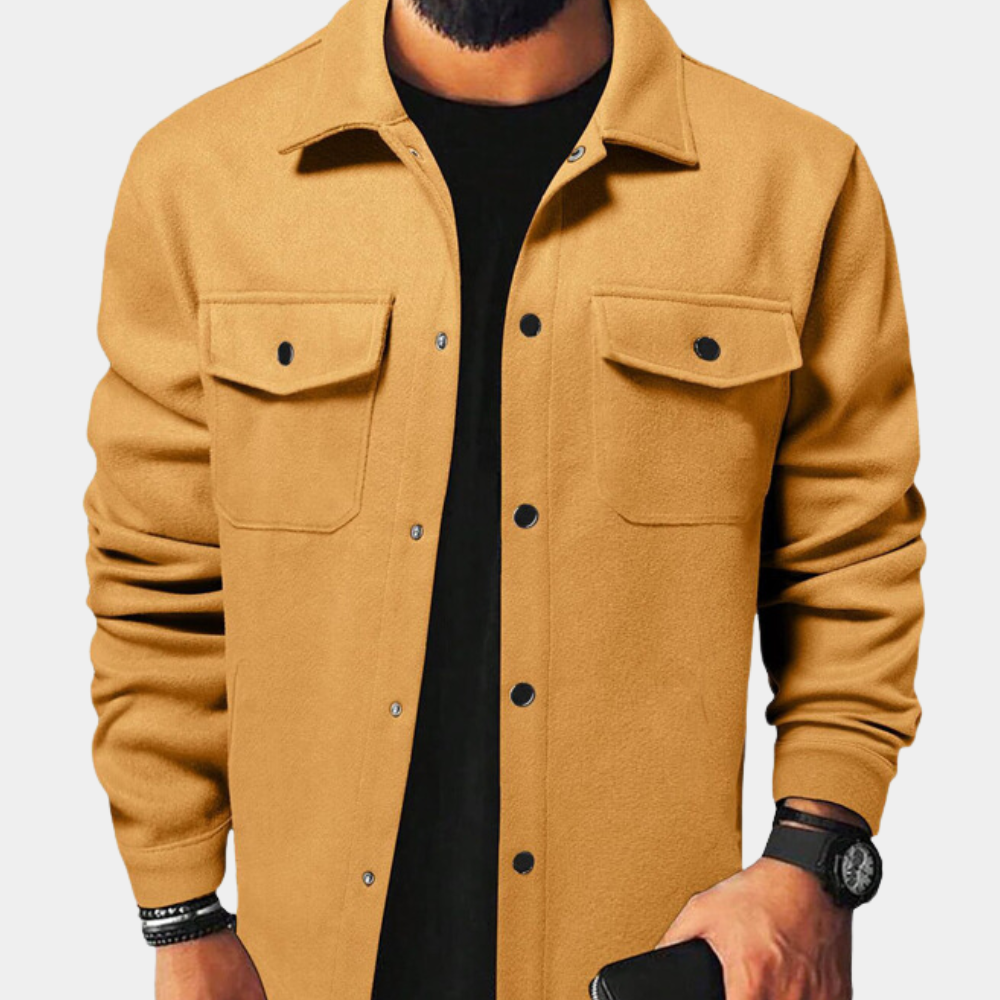 Summer Jacket | Buttoned Up | Breast Pockets | Overshirt | Men's Jackets-Overshirts-Chaps London-Khaki-S-Chaps London