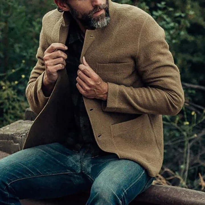 Summer Jacket - Men's Single Breasted with Pockets-Coats & Jackets-Chaps London-Brown-M-Chaps London