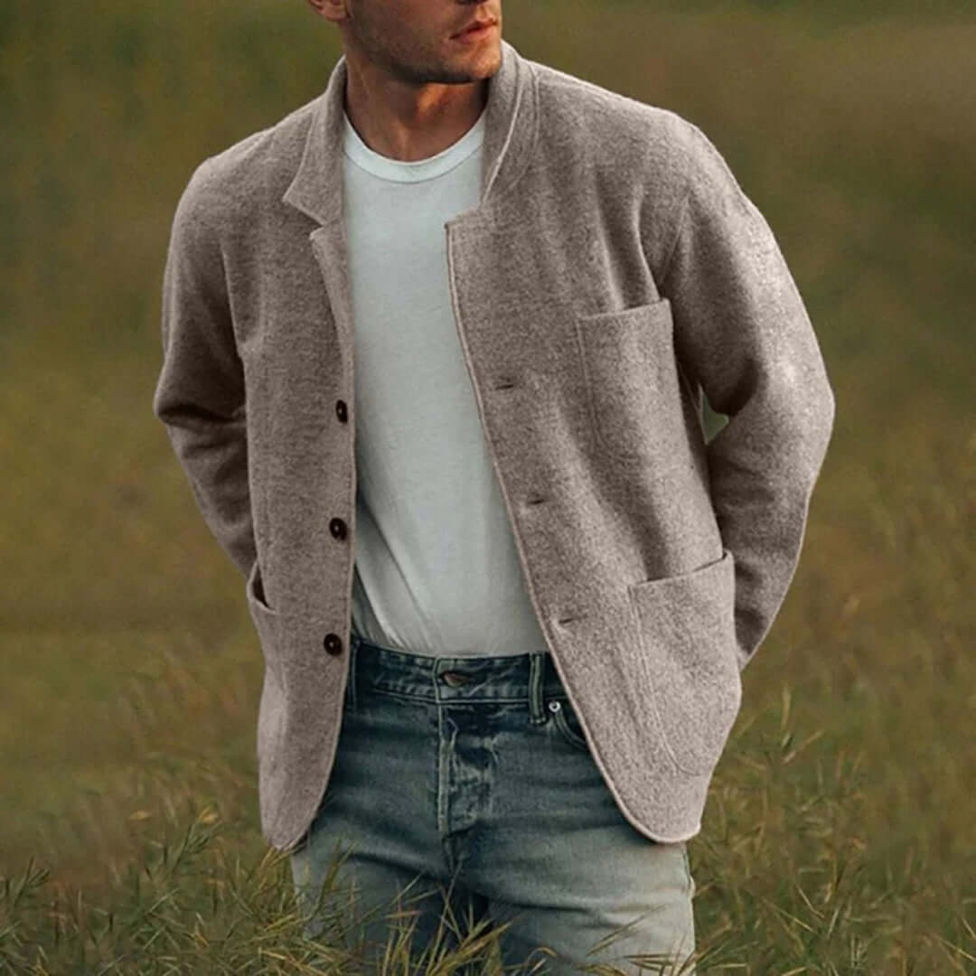 Summer Jacket - Men's Single Breasted with Pockets-Coats & Jackets-Chaps London-Gray-M-Chaps London
