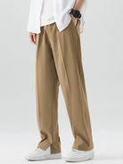 Summer Pants - Men's Lightweight Elastic Waist Straight Leg Slack Pants-Chaps London-Khaki-M-Chaps London
