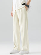 Summer Pants - Men's Lightweight Elastic Waist Straight Leg Slack Pants-Chaps London-White-M-Chaps London