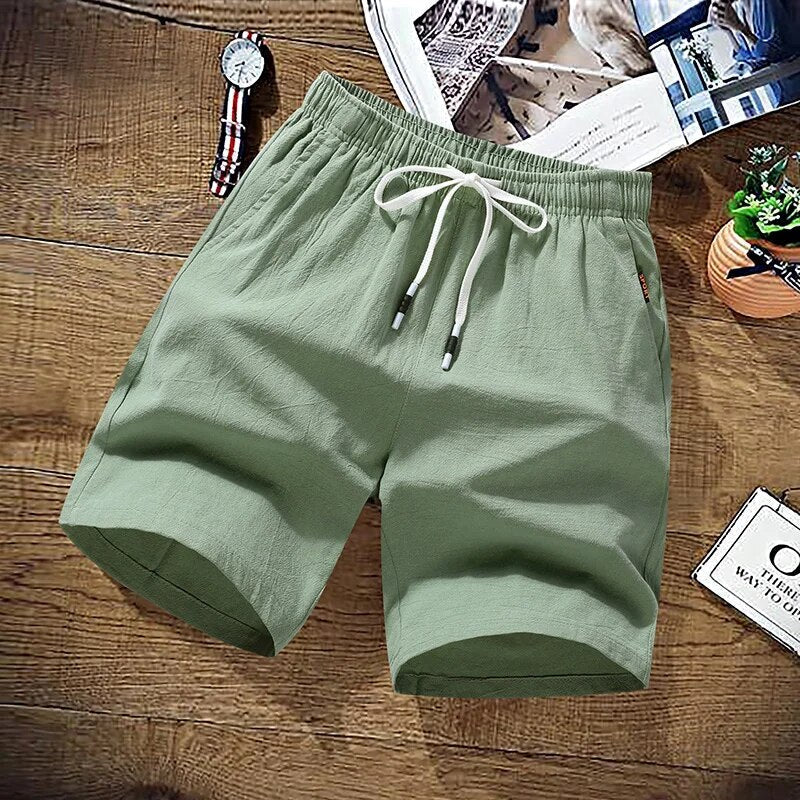 Summer Shorts - Men's Elastic Waist Drawstring Beach Shorts-Short Trousers-Chaps London-Green-M-Chaps London