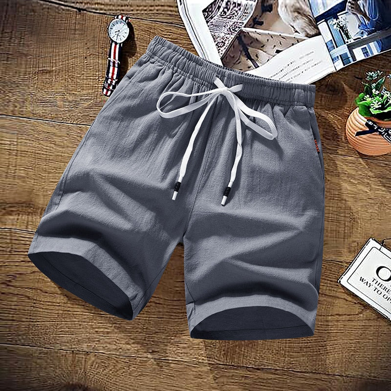 Summer Shorts - Men's Elastic Waist Drawstring Beach Shorts-Short Trousers-Chaps London-Grey-M-Chaps London