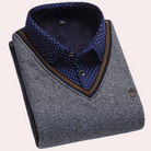 Sweater with Shirt - Men's Collared V-Neck Jumper with Shirt-Chaps London-Gray-M-Chaps London