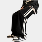 Sweatpants - Men's Striped Loose Fit Wide Leg Joggers-Men Winter Pants-Chaps London-Chaps London