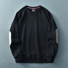 Sweatshirt - Men's Casual Oversized Pullover with Elbow Patches-Jacket-Chaps London-Black-M-Chaps London