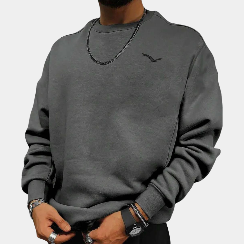 Sweatshirt - Men's Comfy Round Neck Pullover-Fashion Men Sweatshirt Fall-Chaps London-Gray-S-Chaps London