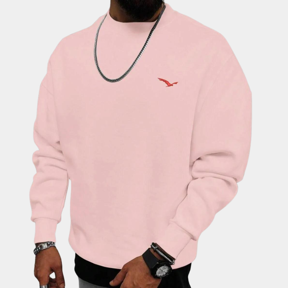 Sweatshirt - Men's Comfy Round Neck Pullover-Fashion Men Sweatshirt Fall-Chaps London-Pink-S-Chaps London