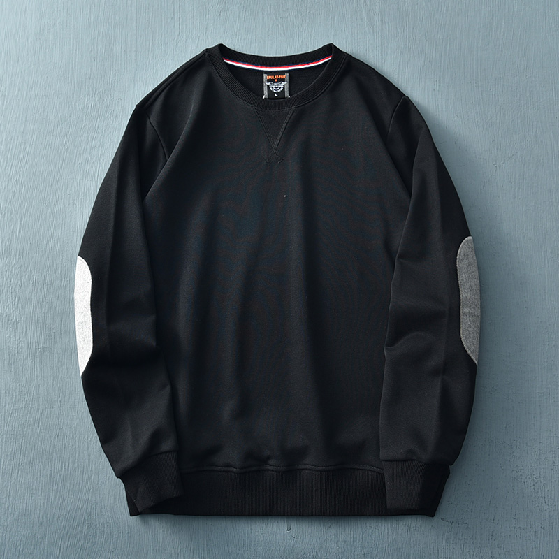 Sweatshirt - Men's Oversized Pullover with Elbow Patches-Jacket-Chaps London-Black-M-Chaps London