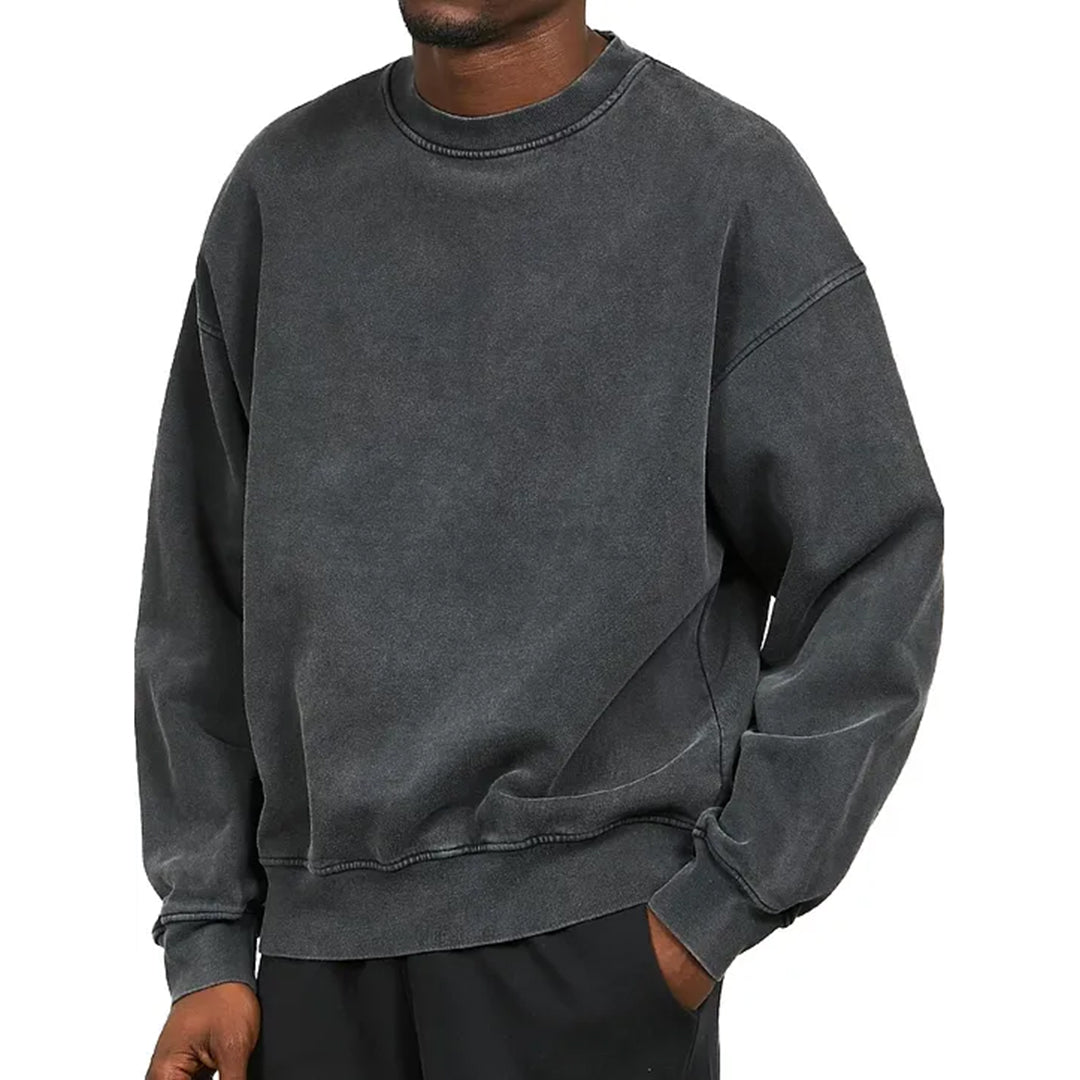 Sweatshirt - Men's Plain Comfy Round Neck Pullover-Fashion Men Sweatshirt Fall-Chaps London-Black-S-Chaps London