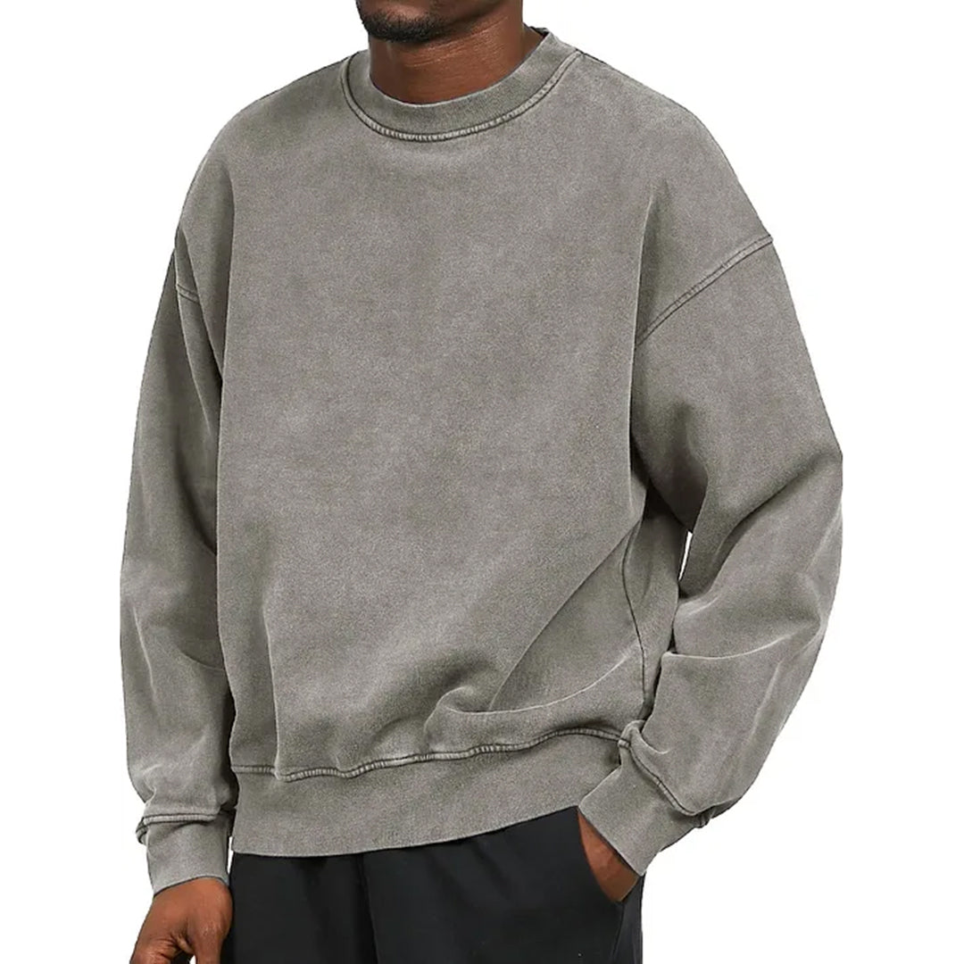 Sweatshirt - Men's Plain Comfy Round Neck Pullover-Fashion Men Sweatshirt Fall-Chaps London-Gray-S-Chaps London