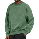 Sweatshirt - Men's Plain Comfy Round Neck Pullover-Fashion Men Sweatshirt Fall-Chaps London-Green-S-Chaps London