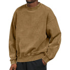 Sweatshirt - Men's Plain Comfy Round Neck Pullover-Fashion Men Sweatshirt Fall-Chaps London-Khaki-S-Chaps London