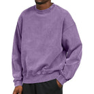 Sweatshirt - Men's Plain Comfy Round Neck Pullover-Fashion Men Sweatshirt Fall-Chaps London-Purple-S-Chaps London