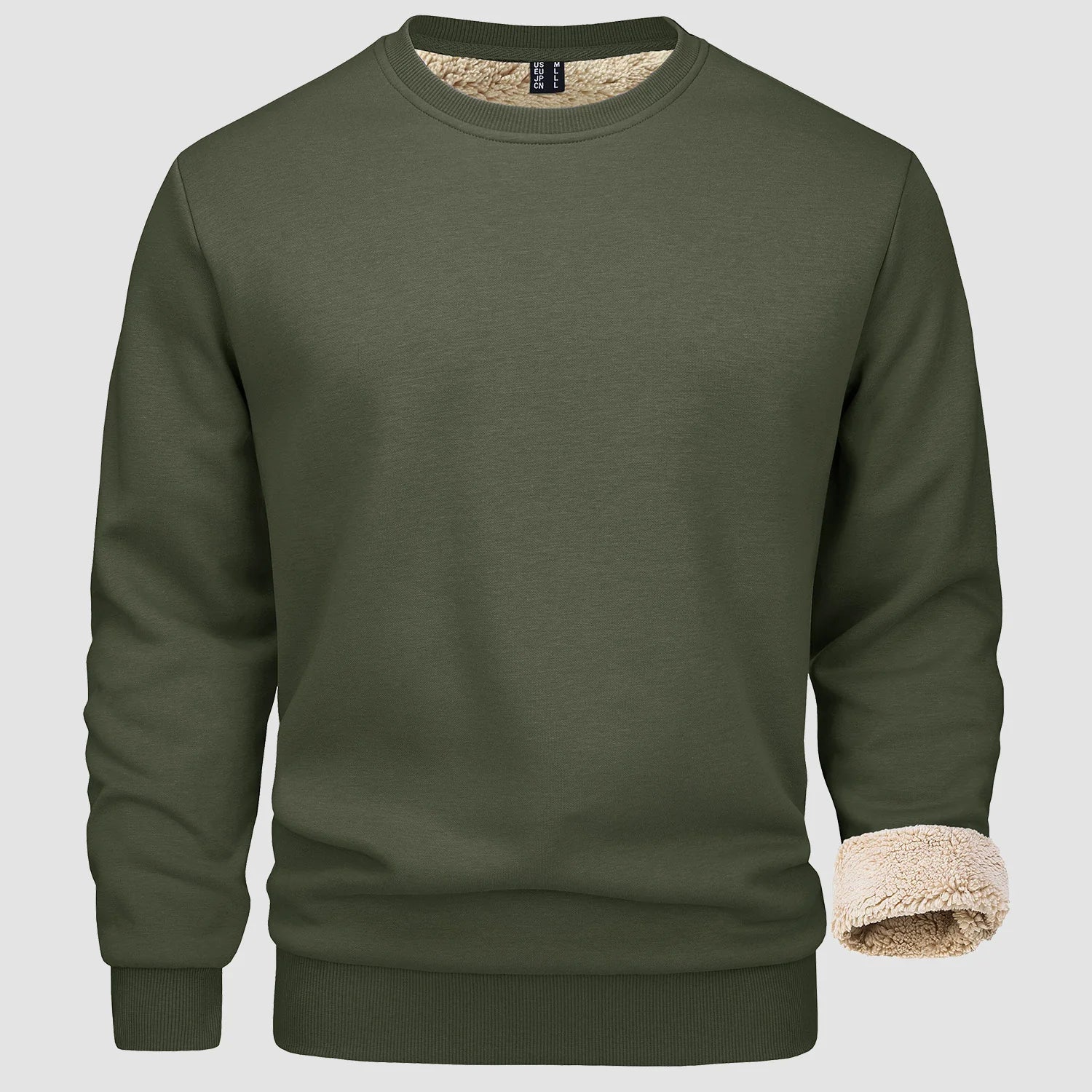Sweatshirt - Warm - Crew Neck - Winter Pullover - Fleece Lined Sweatshirts for Men-Sweater-Chaps London-Army Green-S-Chaps London
