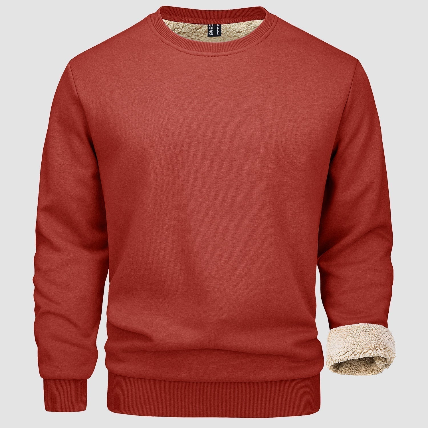 Sweatshirt - Warm - Crew Neck - Winter Pullover - Fleece Lined Sweatshirts for Men-Sweater-Chaps London-Dark Orange-S-Chaps London