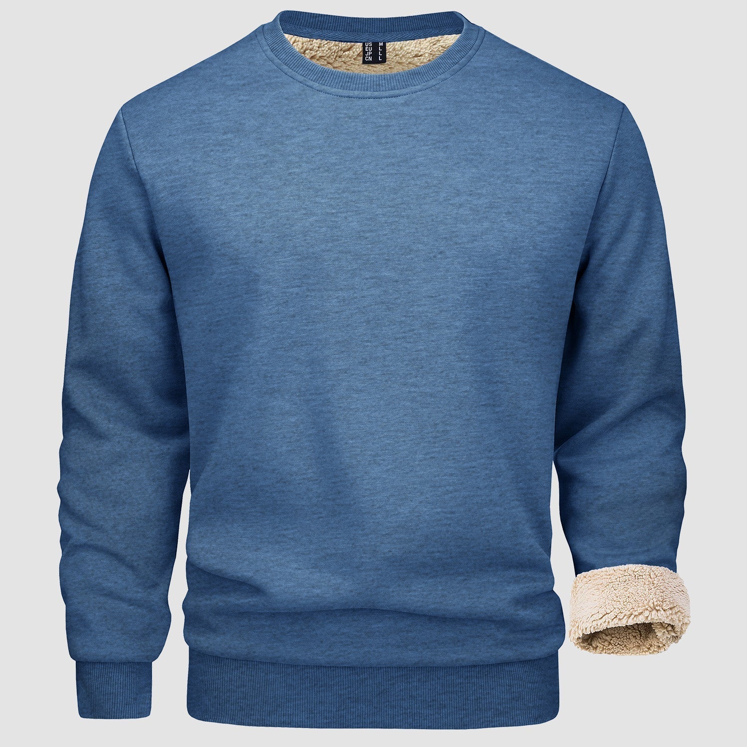 Sweatshirt - Warm - Crew Neck - Winter Pullover - Fleece Lined Sweatshirts for Men-Sweater-Chaps London-Gray Blue-S-Chaps London