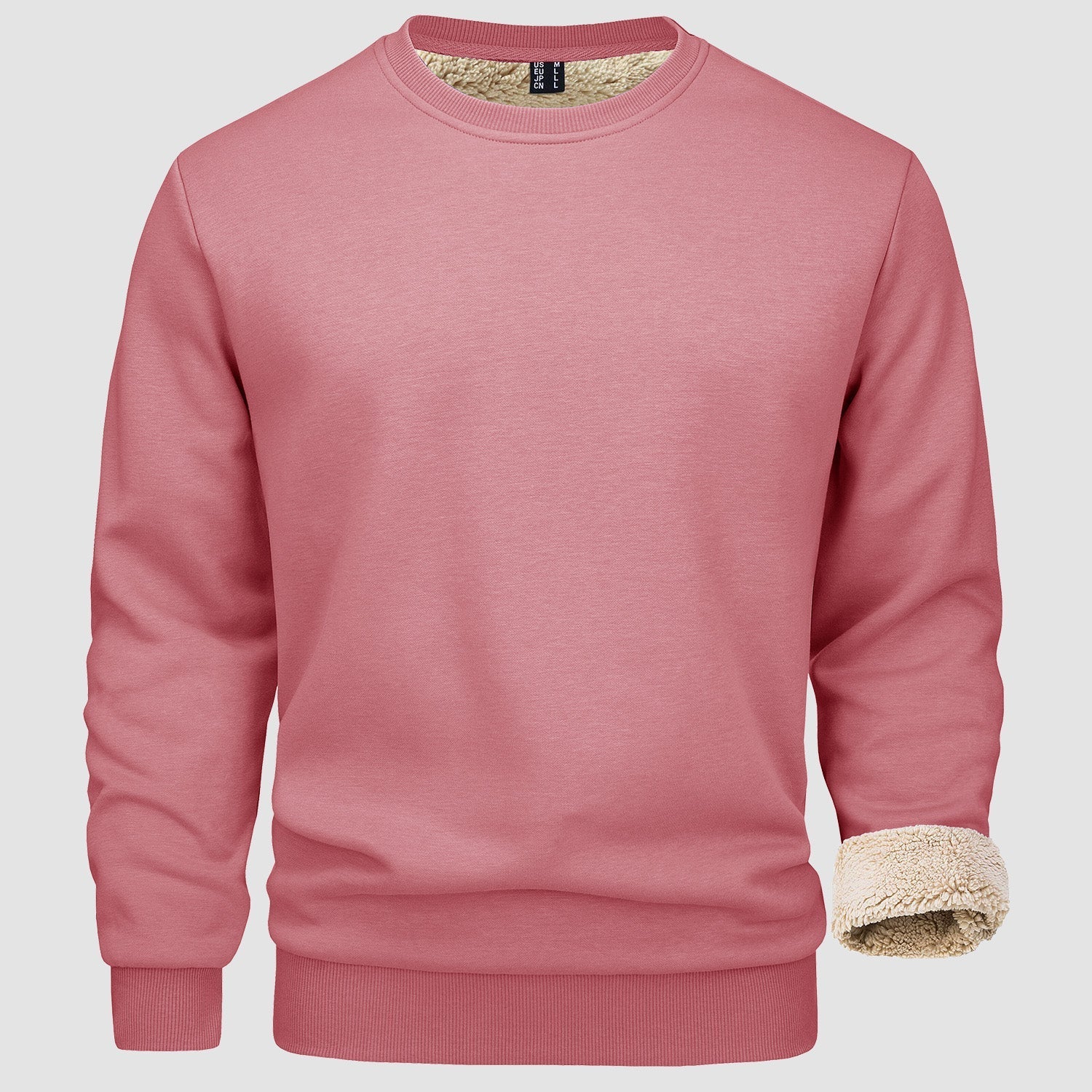 Sweatshirt - Warm - Crew Neck - Winter Pullover - Fleece Lined Sweatshirts for Men-Sweater-Chaps London-Pink-S-Chaps London