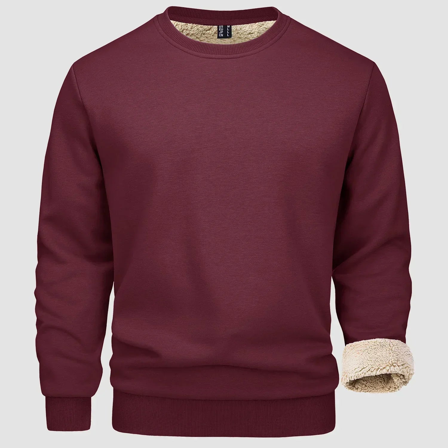 Sweatshirt - Warm - Crew Neck - Winter Pullover - Fleece Lined Sweatshirts for Men-Sweater-Chaps London-Wine Red-S-Chaps London