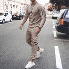 Sweatshirt and Jogger Set | Casual | Tracksuit | Two-Piece Set | Men's Clothing-Chaps London-Khaki-S-Chaps London