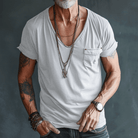 T-Shirt - Lightweight - Regular Fit - V-Neck T-Shirt - Men's Shirts-Men's Shirt-Chaps London-White-S-Chaps London