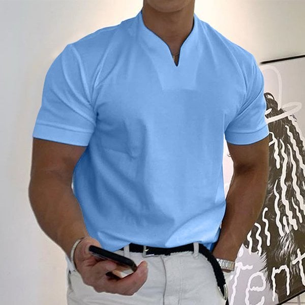 T-Shirt - Men's Breathable Short Sleeve Regular Fit T-Shirt-T-Shirts-Chaps London-Blue-M-Chaps London