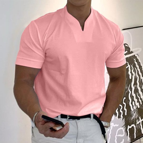 T-Shirt - Men's Breathable Short Sleeve Regular Fit T-Shirt-T-Shirts-Chaps London-Pink-M-Chaps London