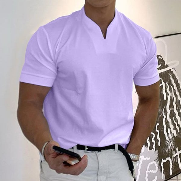 T-Shirt - Men's Breathable Short Sleeve Regular Fit T-Shirt-T-Shirts-Chaps London-Purple-M-Chaps London