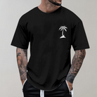 T-Shirt - Men's Palm Tree Print Crew Neck-T-Shirts-Chaps London-Black-S-Chaps London