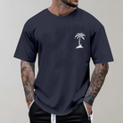 T-Shirt - Men's Palm Tree Print Crew Neck-T-Shirts-Chaps London-Royal Blue-S-Chaps London