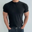 T-Shirt - Men's Plain Round Crew Neck-T-Shirts-Chaps London-Black-M-Chaps London
