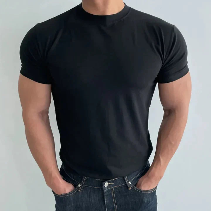 T-Shirt - Men's Plain Round Crew Neck-T-Shirts-Chaps London-Black-M-Chaps London