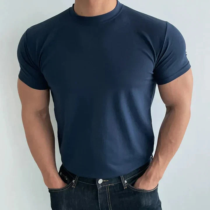T-Shirt - Men's Plain Round Crew Neck-T-Shirts-Chaps London-Blue-M-Chaps London