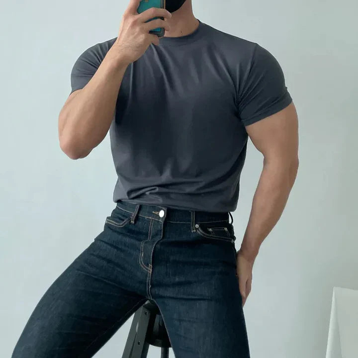 T-Shirt - Men's Plain Round Crew Neck-T-Shirts-Chaps London-Grey-M-Chaps London