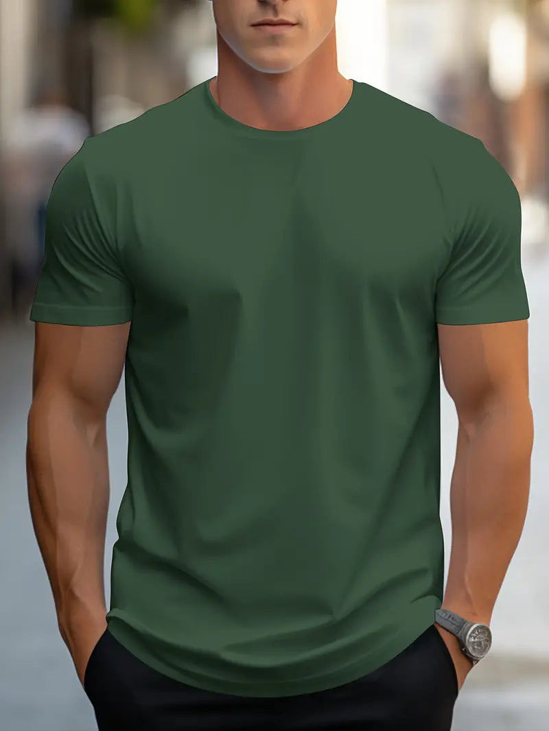 T-Shirt - Plain - Crew Neck - Basic T-Shirt - Men's Clothing-T-shirts-Chaps London-Dunkelgrün-S-Chaps London
