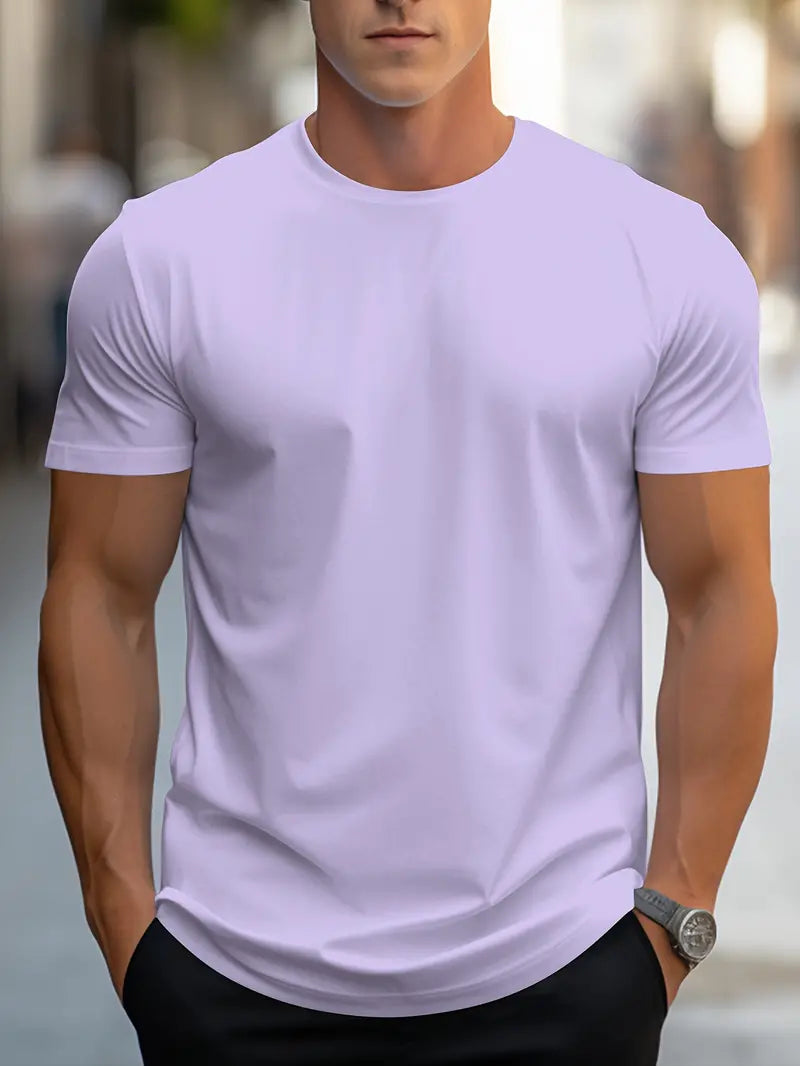 T-Shirt - Plain - Crew Neck - Basic T-Shirt - Men's Clothing-T-shirts-Chaps London-Hellviolett-S-Chaps London